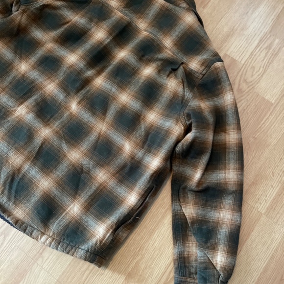 Dickies Flannel Green & Orange Plaid Fleece Lined Snap Button Jacket / Coat - Picture 8 of 9